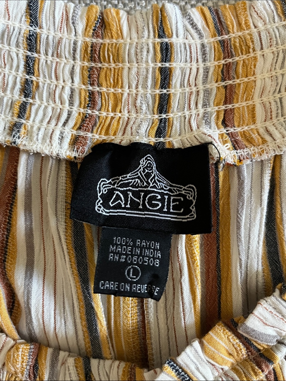 Angie Striped Maxi Skirt Ruched waist with Ruffle Hem L - Picture 2 of 5